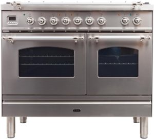 1. Ilve Nostalgie UPDN100FDMPIX Freestanding Dual Fuel Range Stainless Steel, UPDN100FDMPIX Dual Fuel Range