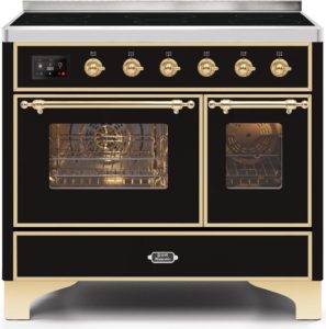 Ilve Majestic II UMDI10NS3BKG Freestanding Electric Range Black, UMDI10NS3BKG-Front-CD-A