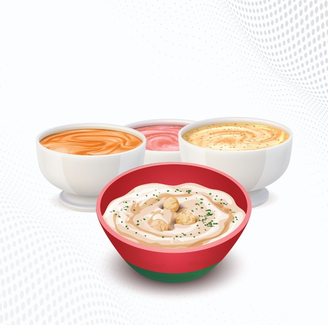 HUMMUS COMES IN DIFFERENT FLAVORS