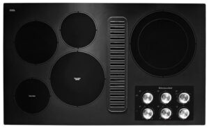 KitchenAid 36 inch Black Electric Downdraft Cooktop With 5 Elements - KCED606GBL