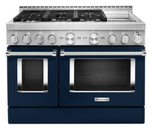 KitchenAid 48 inch Ink Blue Smart Commercial-Style Gas Range With Griddle - KFGC558JIB
