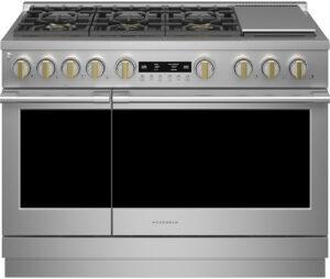 Monogram 48 inch Stainless Steel Natural Gas Professional Range With 6 Burners And Griddle - ZGP486NDTSS