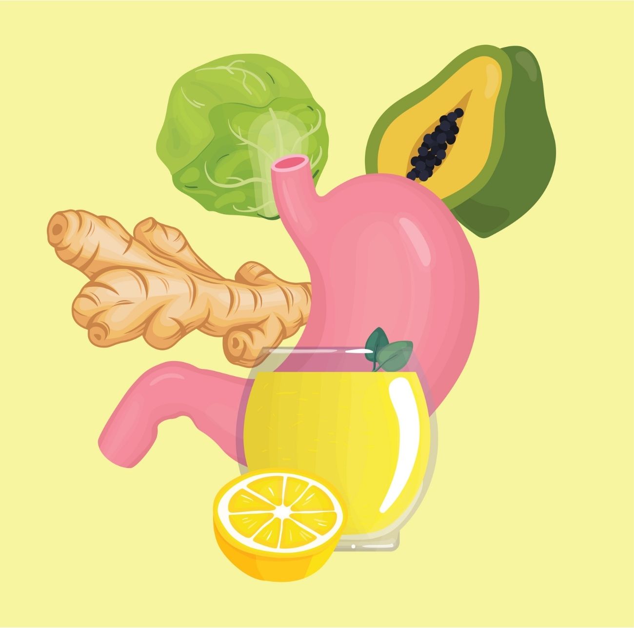 Juice to Help Digestion (gralic. papaya, lemon)