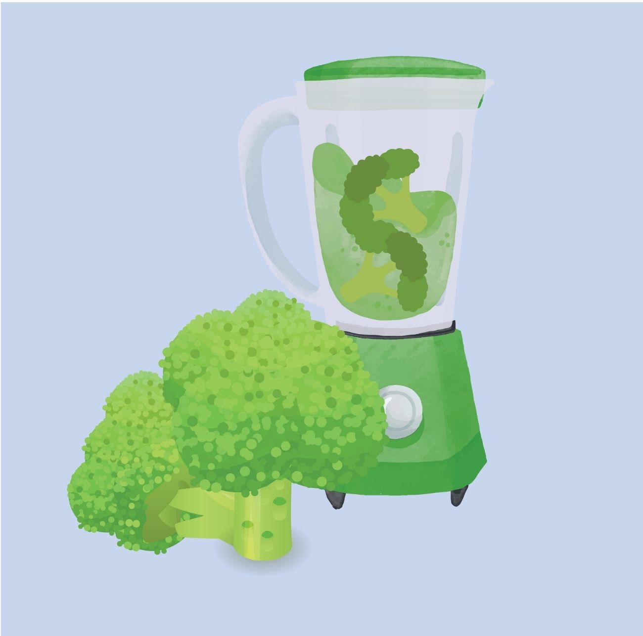 green part of broccoli in blender