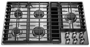 KitchenAid 36 inch Stainless Steel 5 Burner Gas Downdraft Cooktop - KCGD506GSS