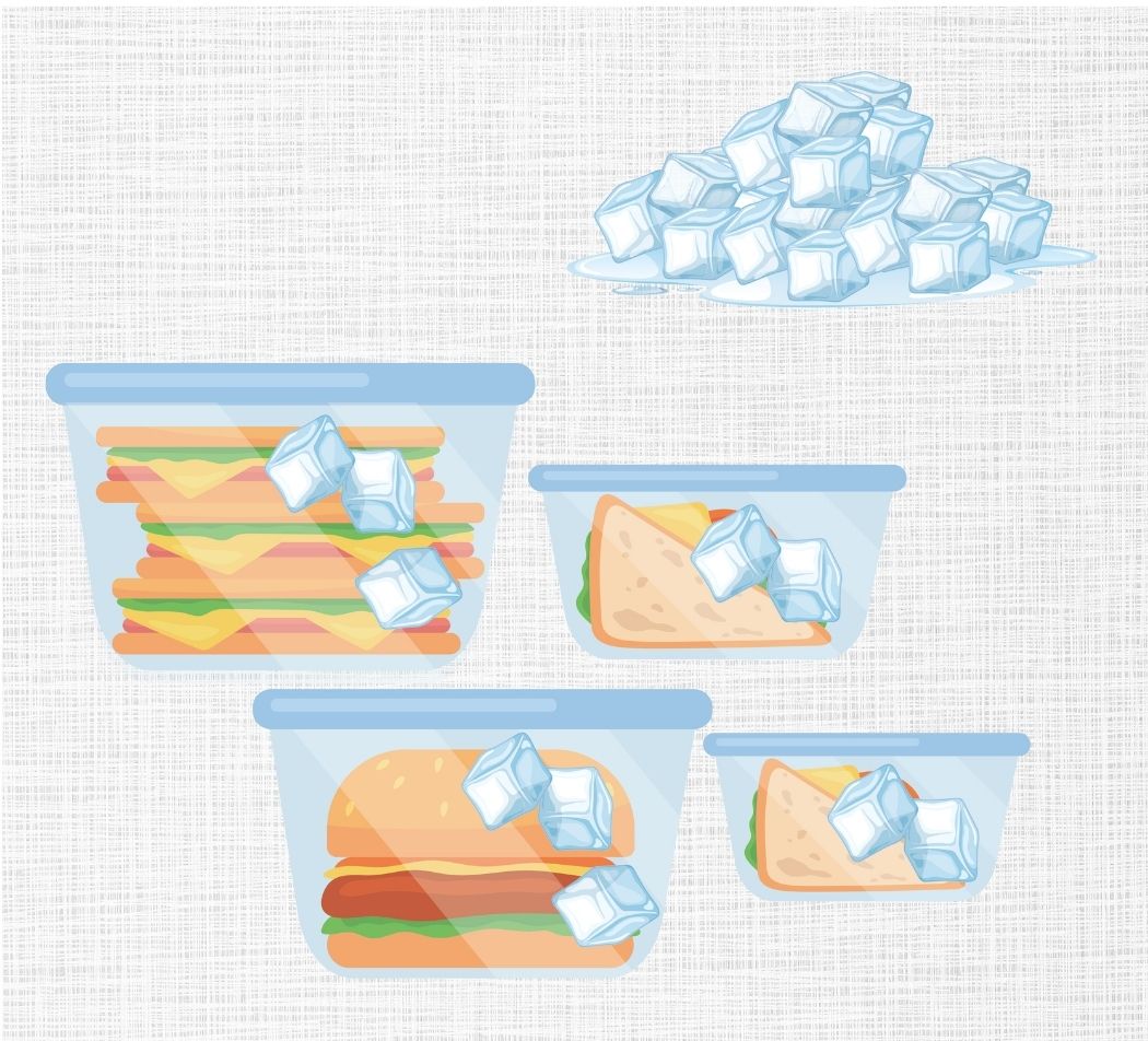 USE LEAKPROOF CONTAINERS WHEN YOU’RE USING ICE FOR PERISHABLE FOODS