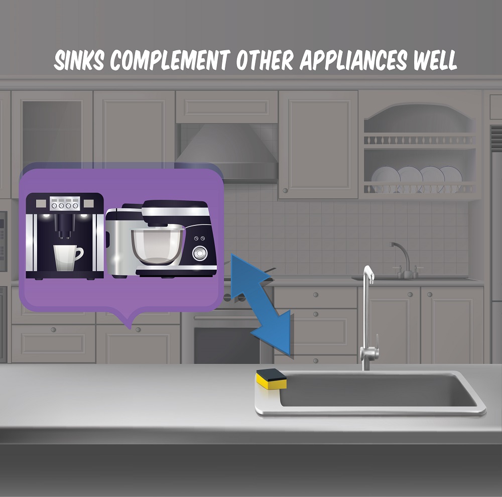 STAINLESS STEEL SINKS COMPLEMENT OTHER APPLIANCES WELL