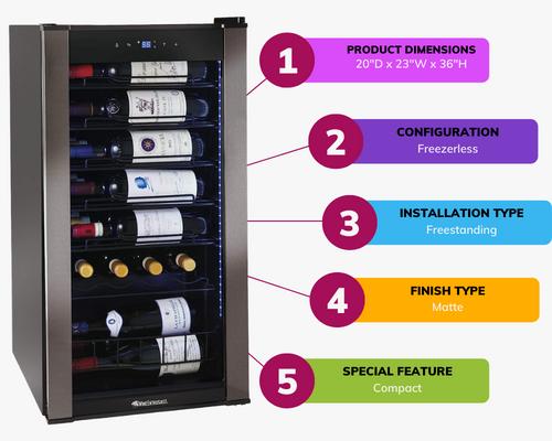 Wine Enthusiast VinoView 28-Bottle Wine Fridge â€“ Freestanding Refrigerator
